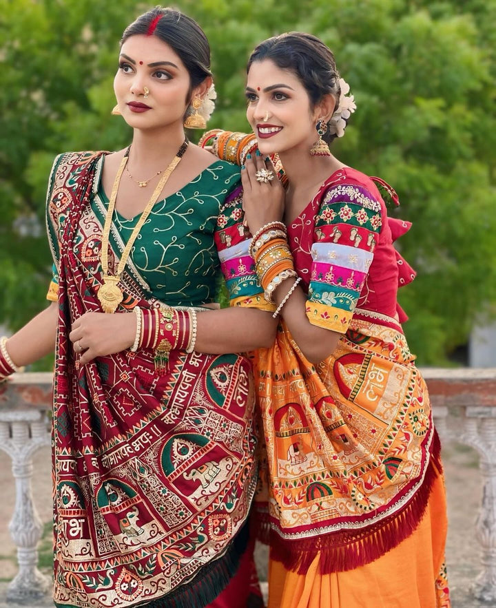 Shubh Laabh Yellow Panetar Patola wedding And Party Wear Saree
