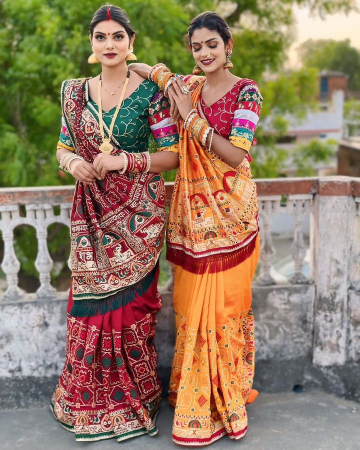 Shubh Laabh Maroon Panetar Patola Saree For wedding And Party Wear Saree