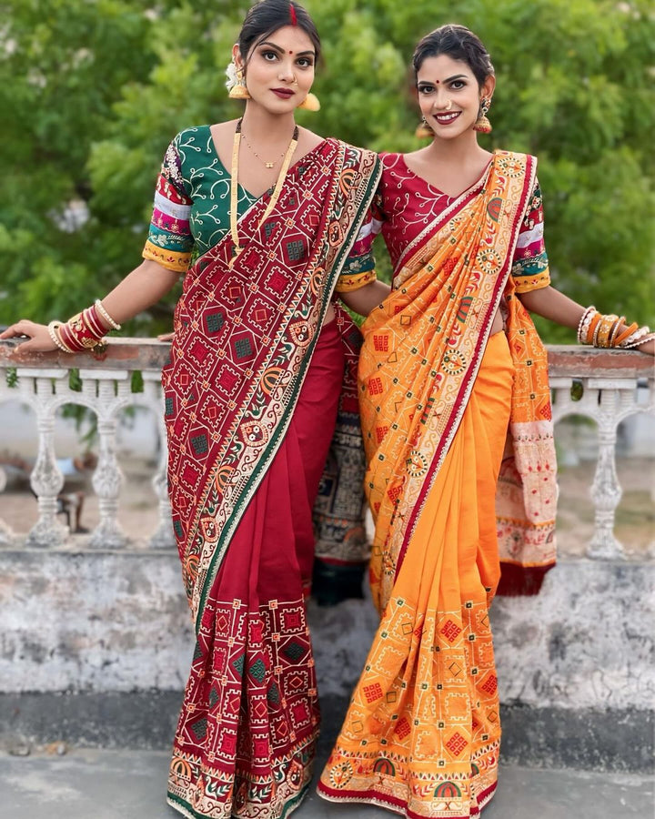 Shubh Laabh Yellow Panetar Patola wedding And Party Wear Saree