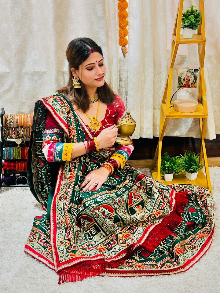 Shubh Laabh Green Panetar Patola Saree For wedding And Party Wear Saree