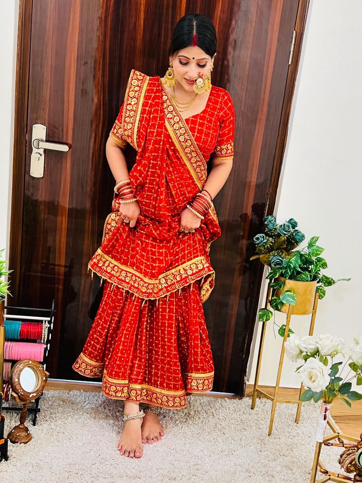 Pure Viscose Red Colour Saubhagyavati Bhava Ghatchola Saree