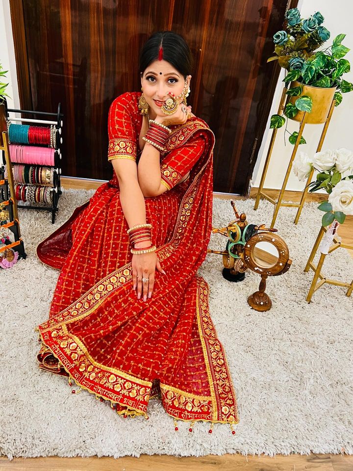 Pure Viscose Red Colour Saubhagyavati Bhava Ghatchola Saree