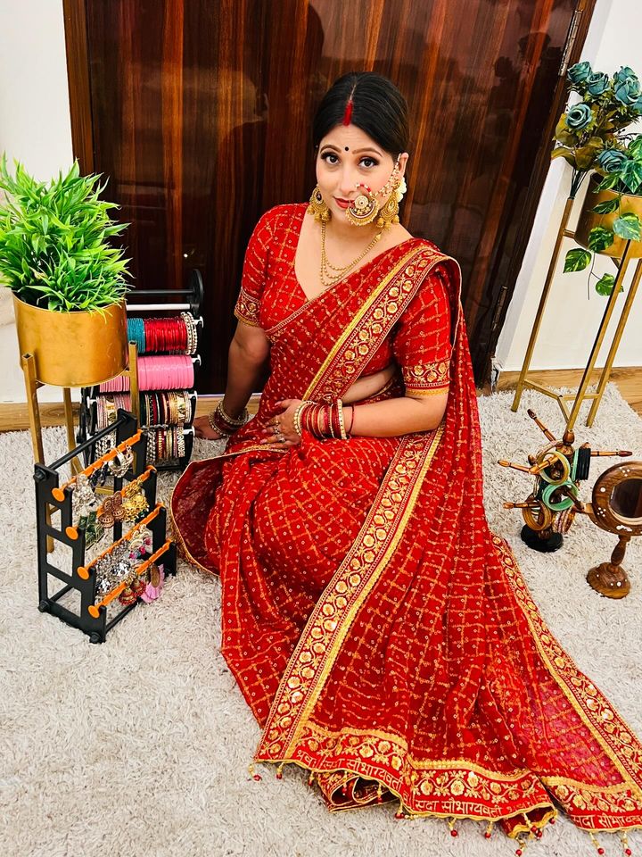 Pure Viscose Red Colour Saubhagyavati Bhava Ghatchola Saree