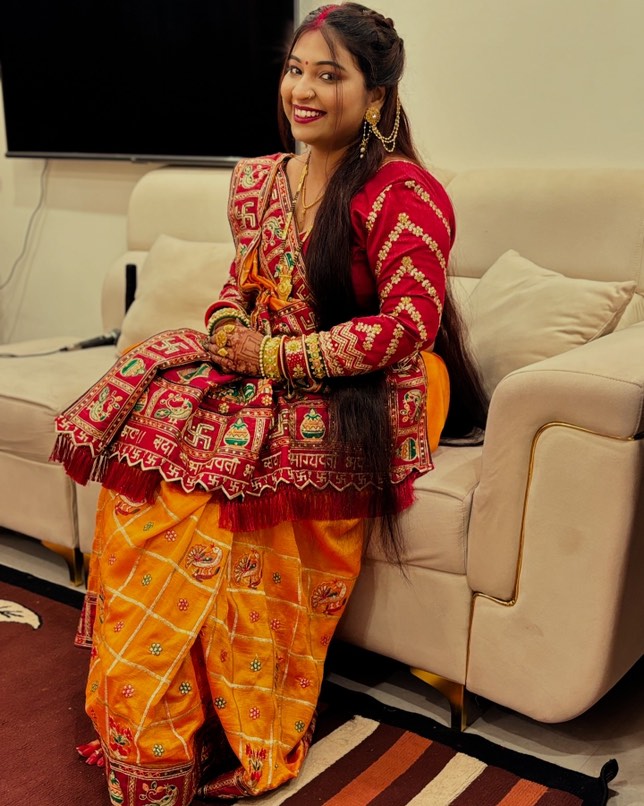 Orange Yellow Maroon Colour HimPriyaThe Lovebirds Embroiderd Panter Patola Saree For Special Occasion