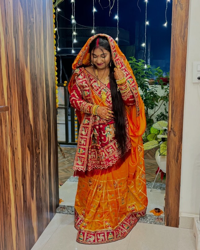 Orange Yellow Maroon Colour HimPriyaThe Lovebirds Embroiderd Panter Patola Saree For Special Occasion