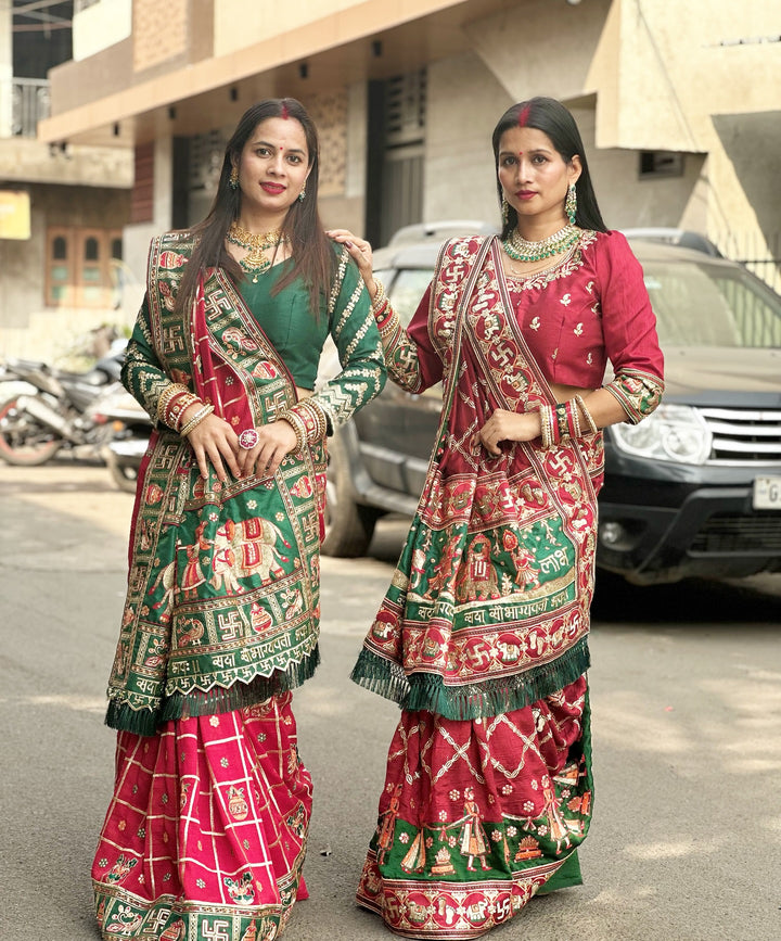 Shubh Laabh Maroon Panetar Patola Saree | Wedding | Special Occasion | Puja | Baby Shower