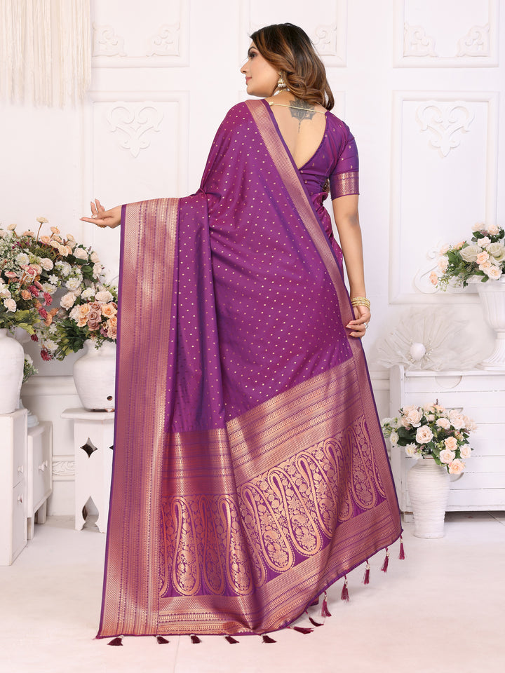 Purple Sudarshana Soft Silk Saree With Weaving Butties & weaving Zari Border And Rich Pallu