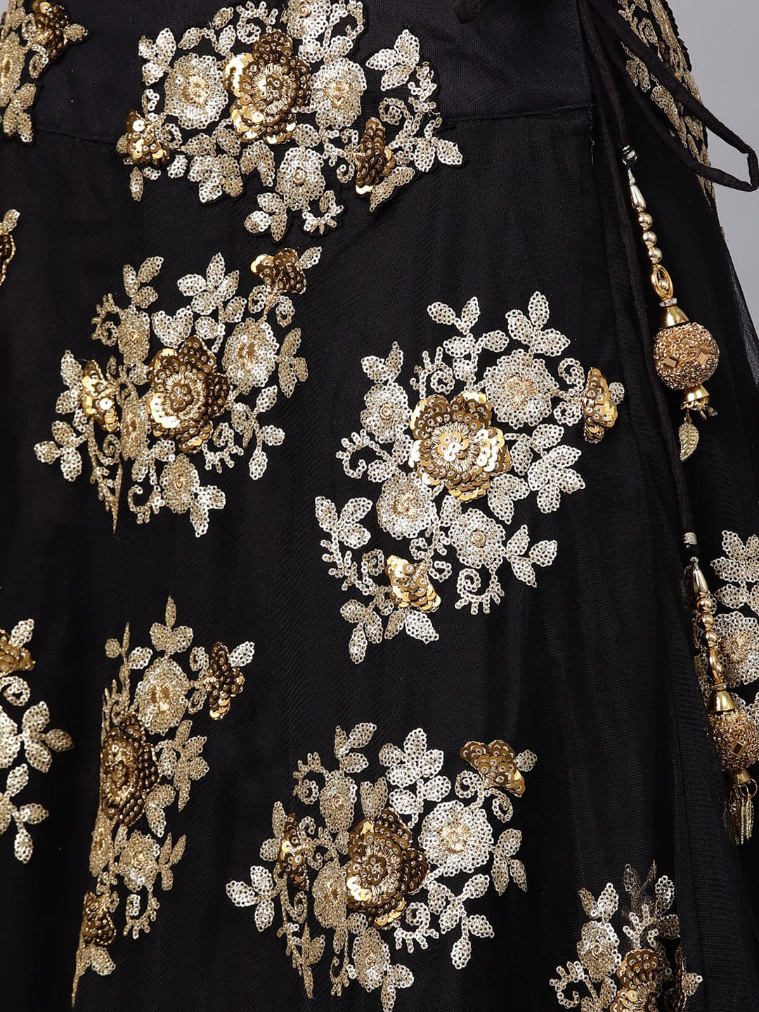 Black Color Net Zari & Glitter Dual Sequins Embroidery Lehenga Choli