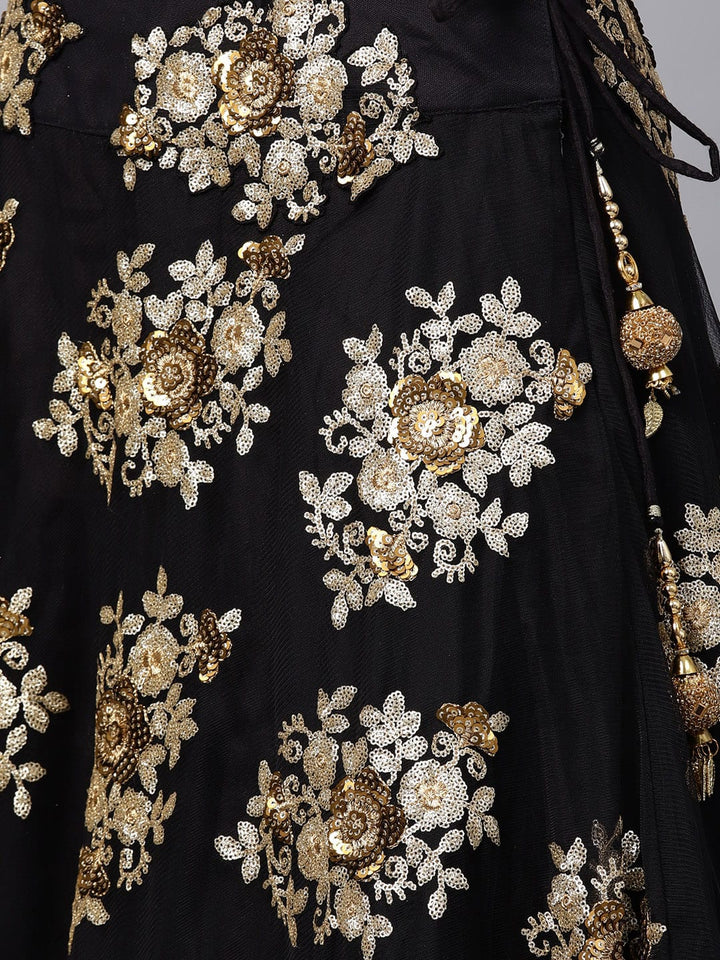Black Color Net Zari & Glitter Dual Sequins Embroidery Lehenga Choli