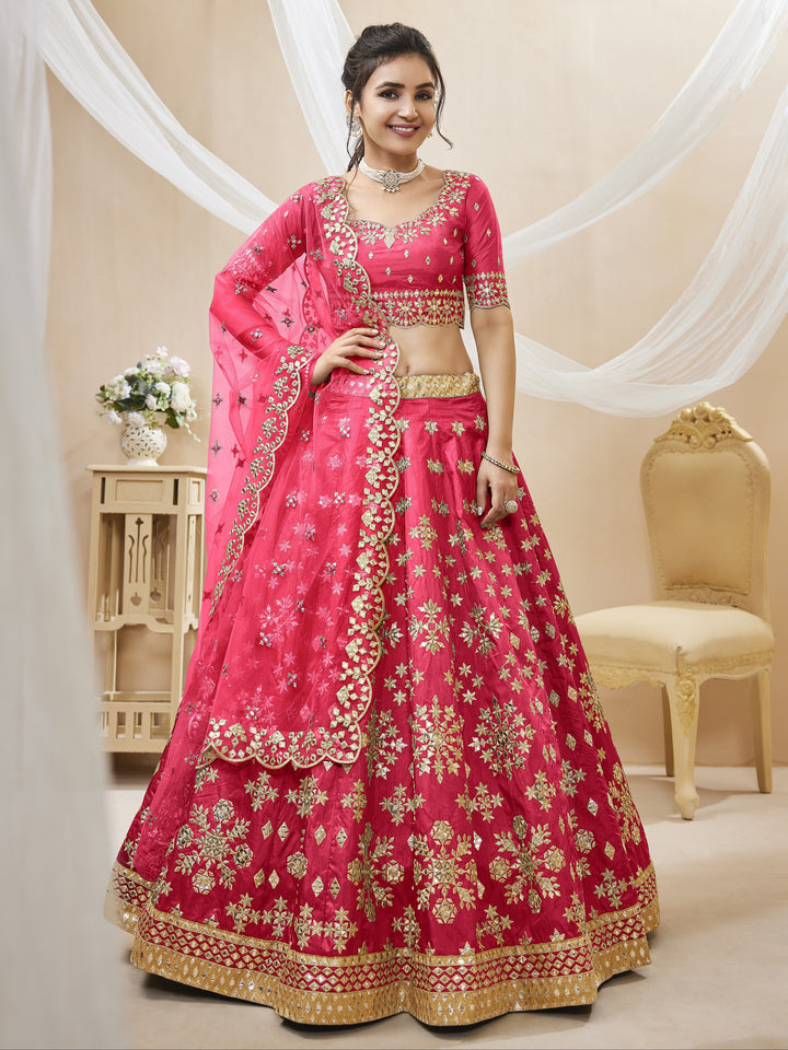 Pink Color Art Silk With Sequins, Foil & Zari Embroidered Work Lehenga Choli