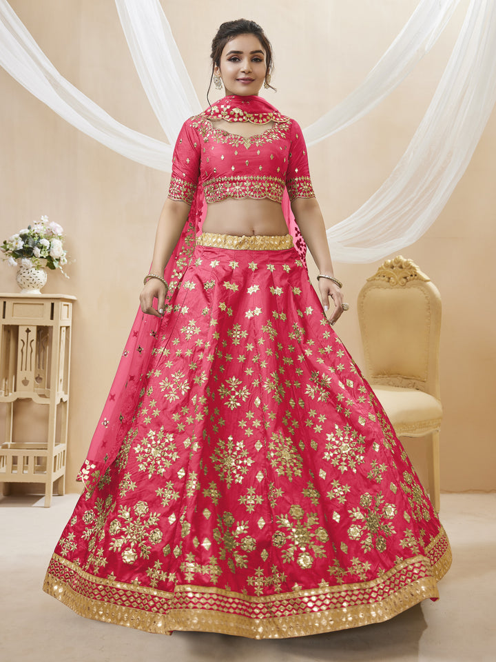 Pink Color Art Silk With Sequins, Foil & Zari Embroidered Work Lehenga Choli