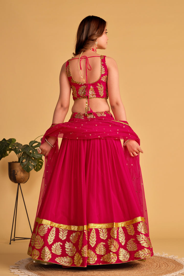 Pink color Georgette With Sequins Zari Embroidered Work Lehenga Choli