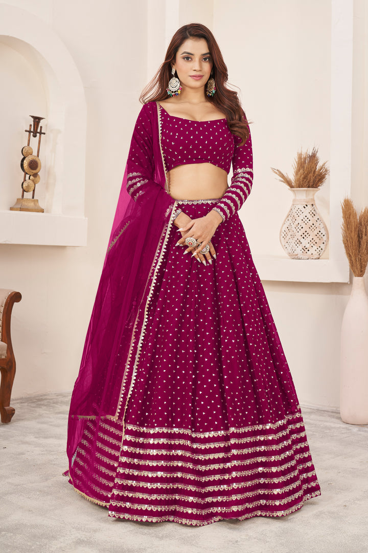 Pink color Georgette With Sequins Zari Embroidered Work Lehenga Choli