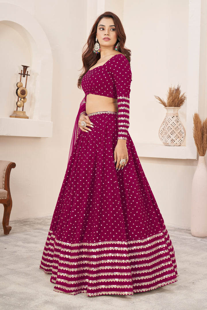 Pink color Georgette With Sequins Zari Embroidered Work Lehenga Choli