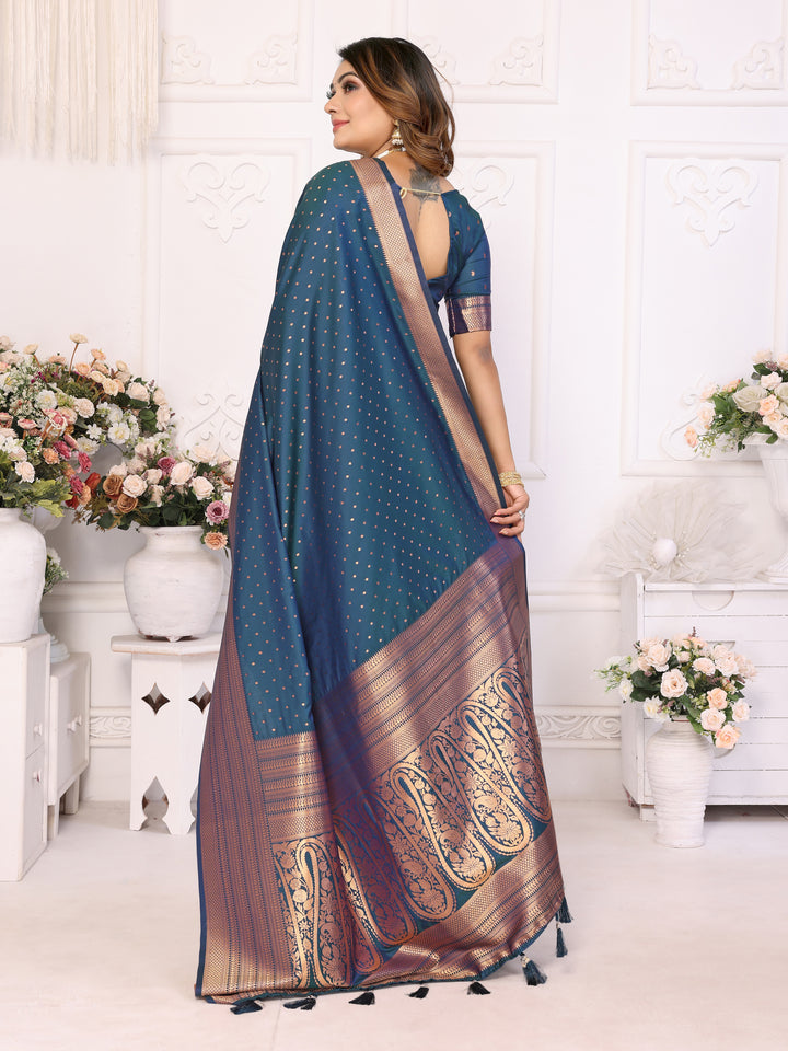 Blue Sudarshana Soft Silk Saree With Weaving Butties & weaving Zari Border And Rich Pallu