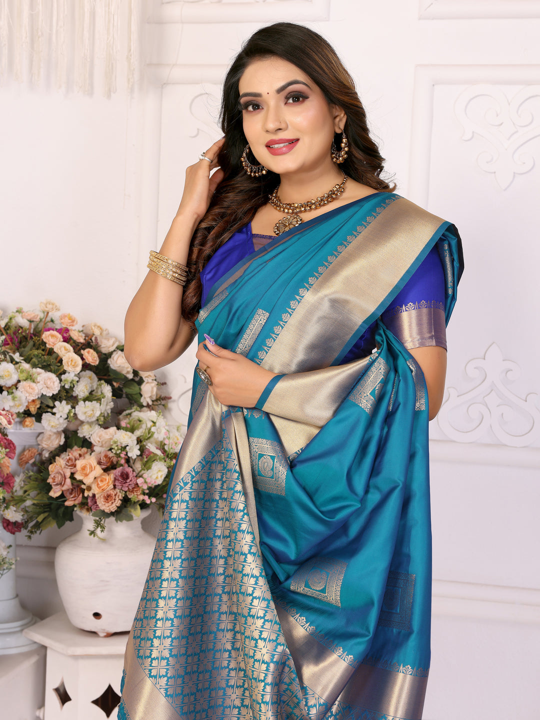 Sky Sameera Lichi soft Silk sarees & woven Butta concept With woven Zari borders both sides