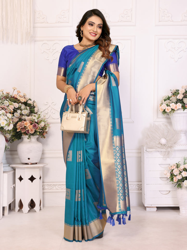 Sky Sameera Lichi soft Silk sarees & woven Butta concept With woven Zari borders both sides