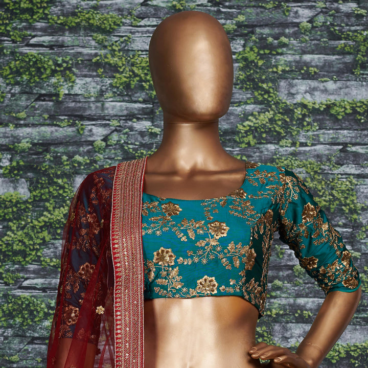 Yellow-Green Color Banarasi Silk Embroidered Sequins Lehenga Choli