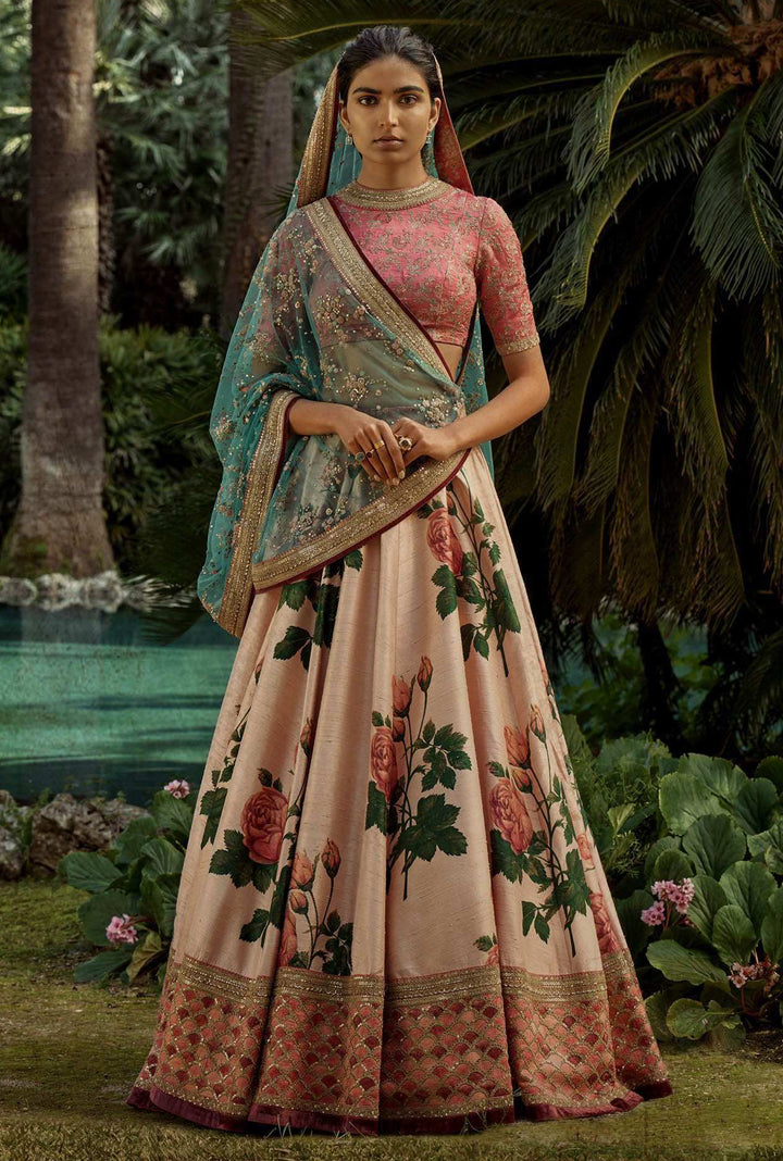 Pink Color Art Silk Embroidered And Sequins Lehenga Choli