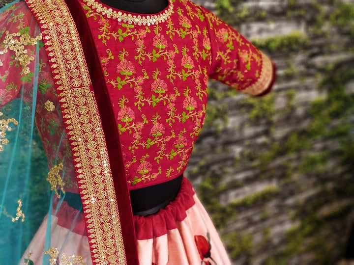 Pink Color Art Silk Embroidered And Sequins Lehenga Choli