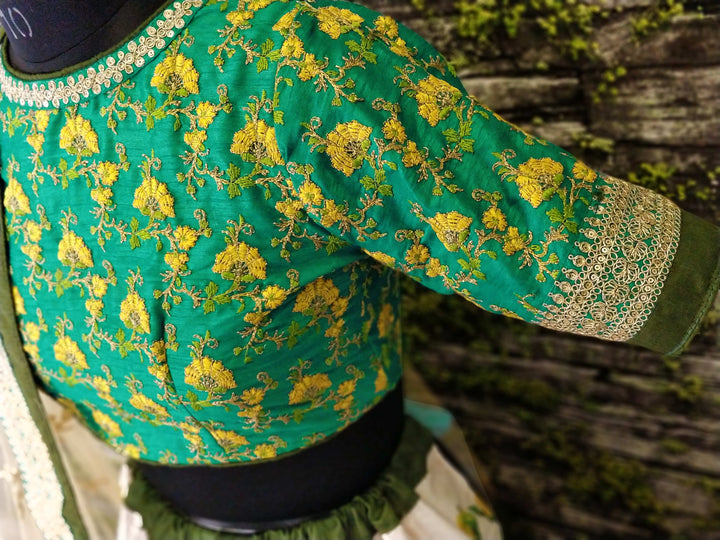 White-Green Color Art Silk Embroidered And Sequins Lehenga Choli