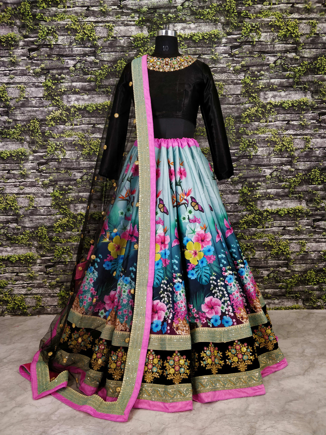 Multi Color Art Silk Embroidered And Sequins Lehenga Choli
