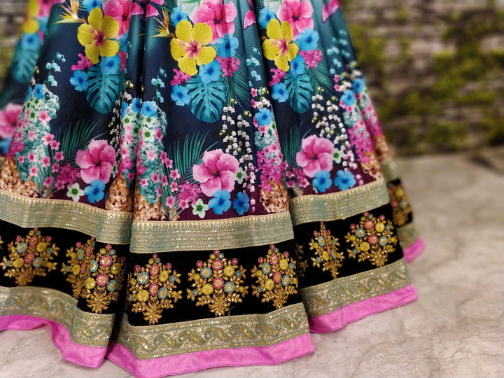Multi Color Art Silk Embroidered And Sequins Lehenga Choli