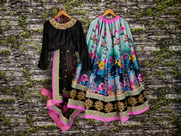 Multi Color Art Silk Embroidered And Sequins Lehenga Choli