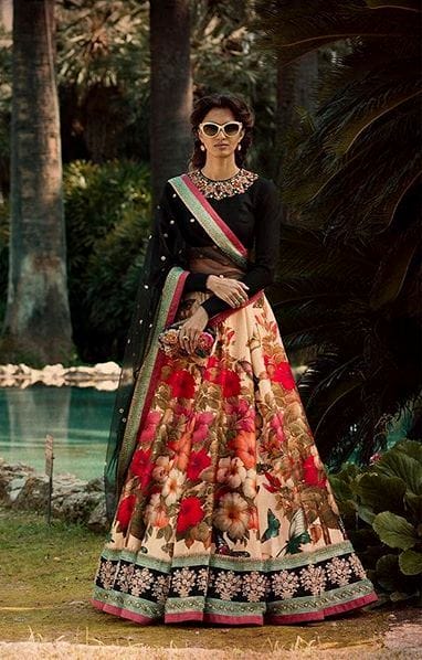 Cream Color Art Silk Embroidered and Sequins Lehenga Choli