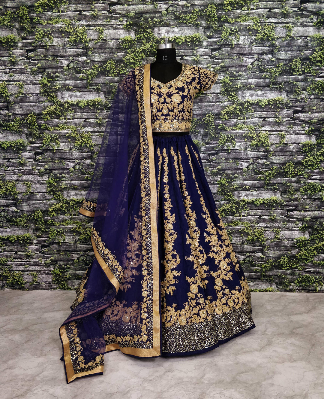Navy Blue Color Raw Silk With Dori And Sequins Work Lehenga Choli