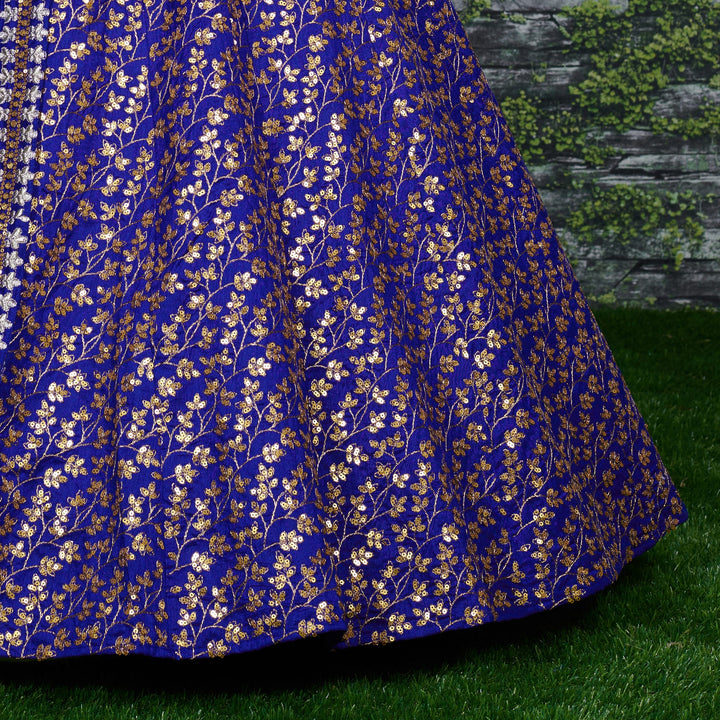 Blue Color Raw Silk With Sequins and Zari Embroidered Work Lehenga Choli