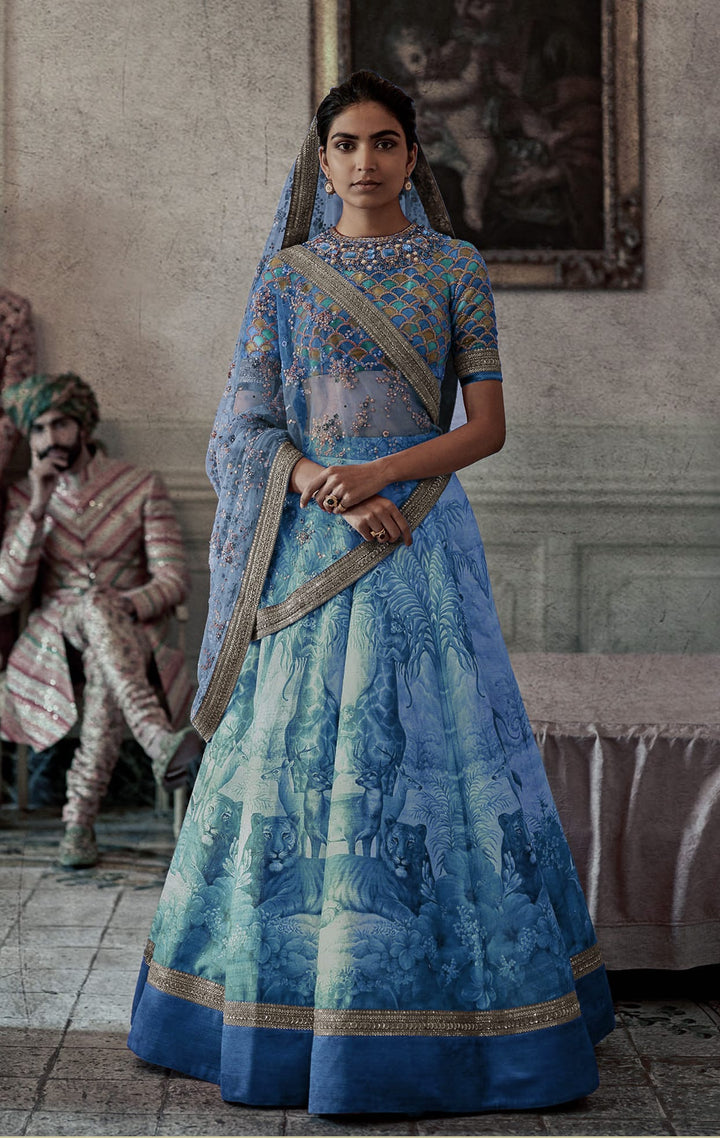 Blue Color Chennai Silk With Stone and Embroiderey Work Lehenga Choli