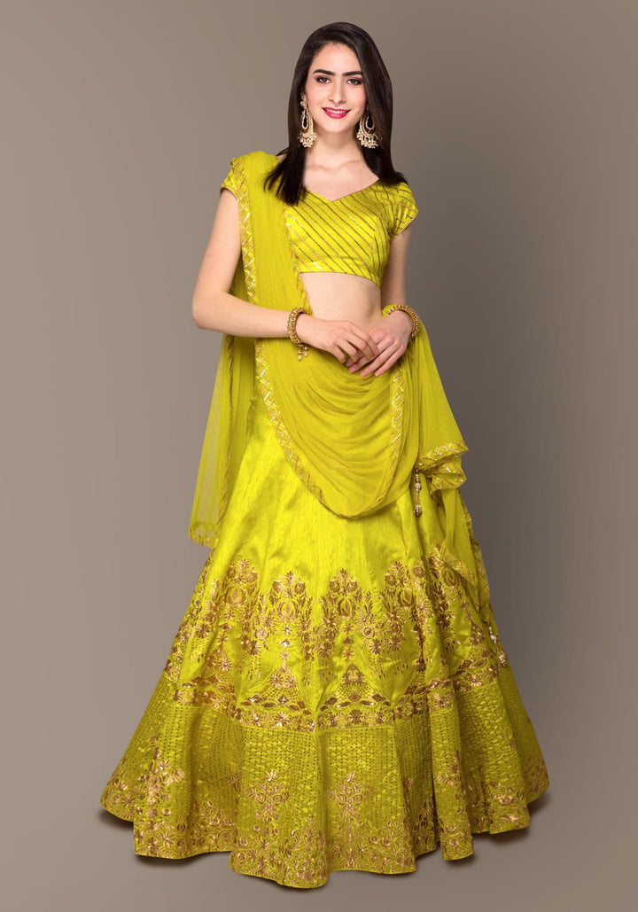 Neon Color Banglory Silk Stone with Zari and Sequins Embroiderey Lehenga Choli
