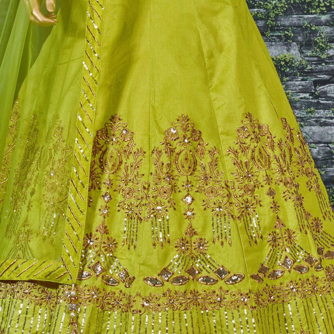 Neon Color Banglory Silk Stone with Zari and Sequins Embroiderey Lehenga Choli