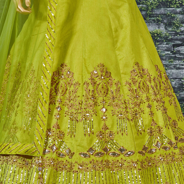 Neon Color Banglory Silk Stone with Zari and Sequins Embroiderey Lehenga Choli