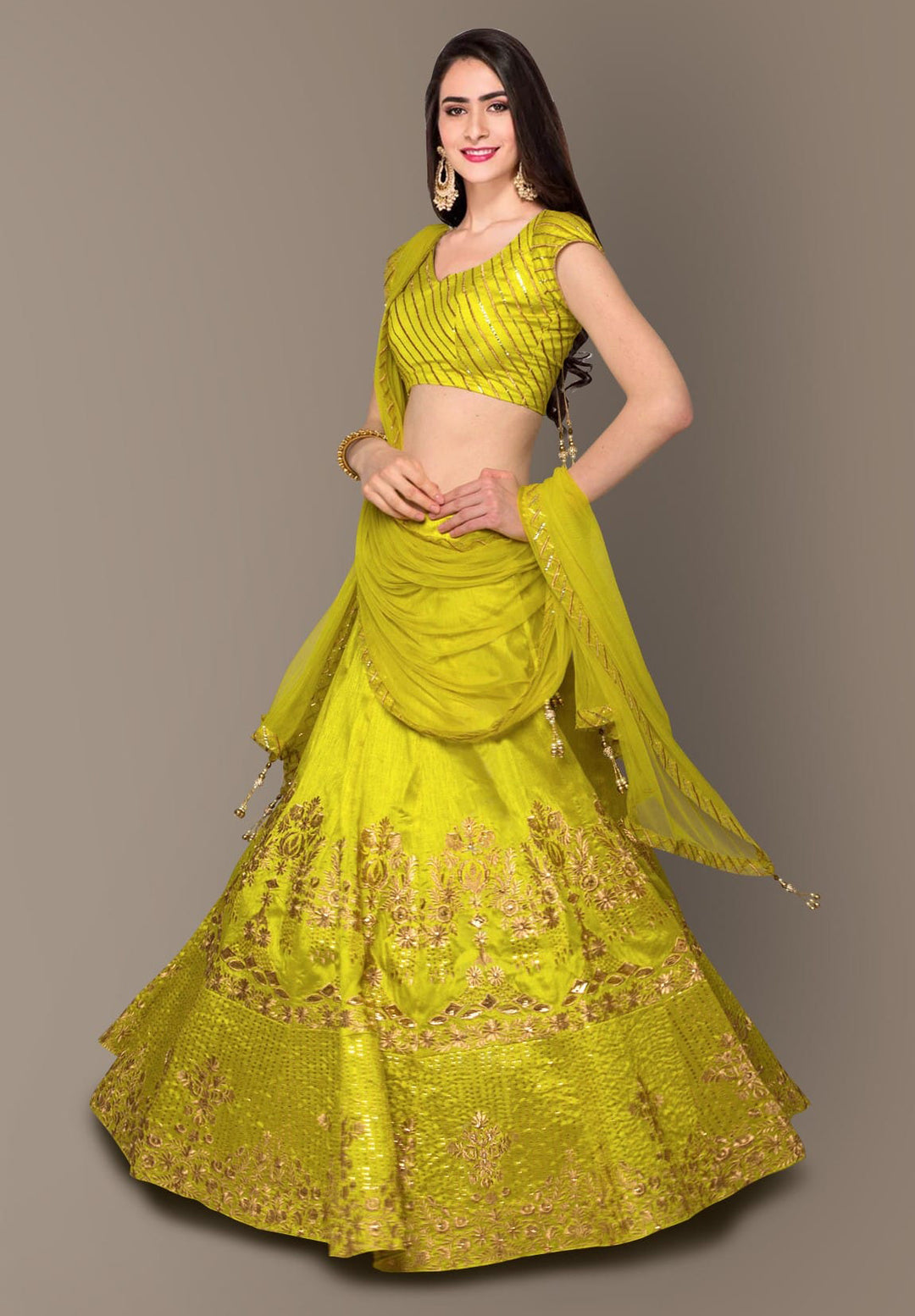 Neon Color Banglory Silk Stone with Zari and Sequins Embroiderey Lehenga Choli