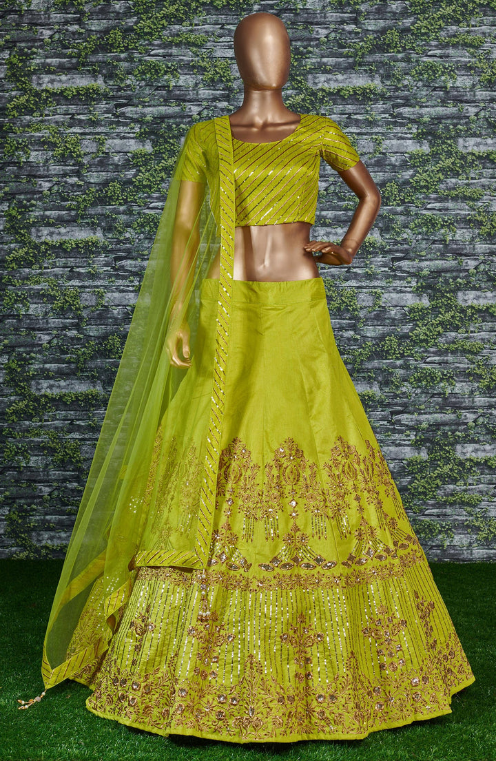 Neon Color Banglory Silk Stone with Zari and Sequins Embroiderey Lehenga Choli