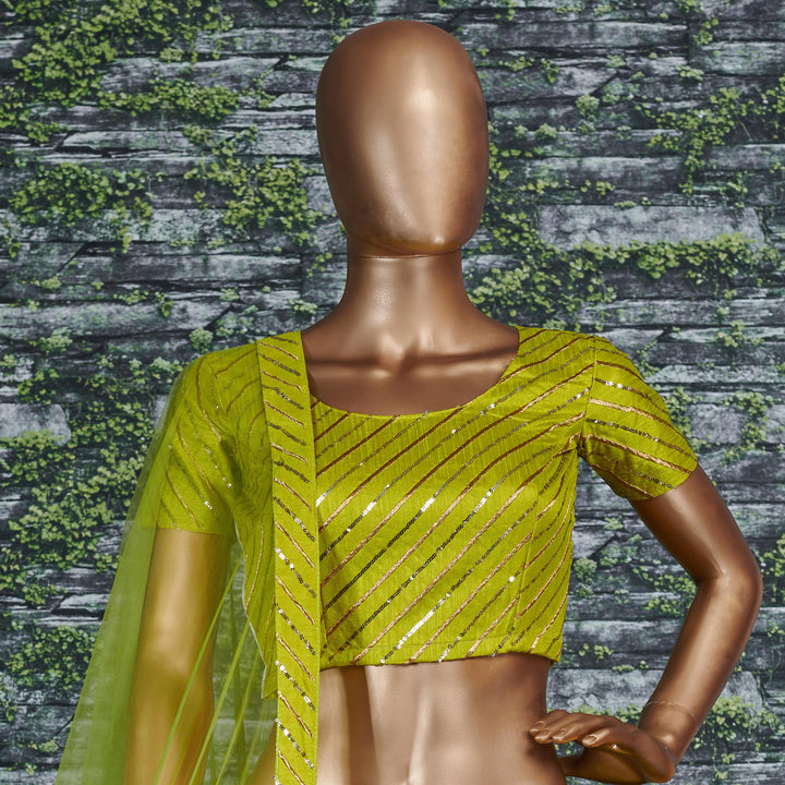 Neon Color Banglory Silk Stone with Zari and Sequins Embroiderey Lehenga Choli