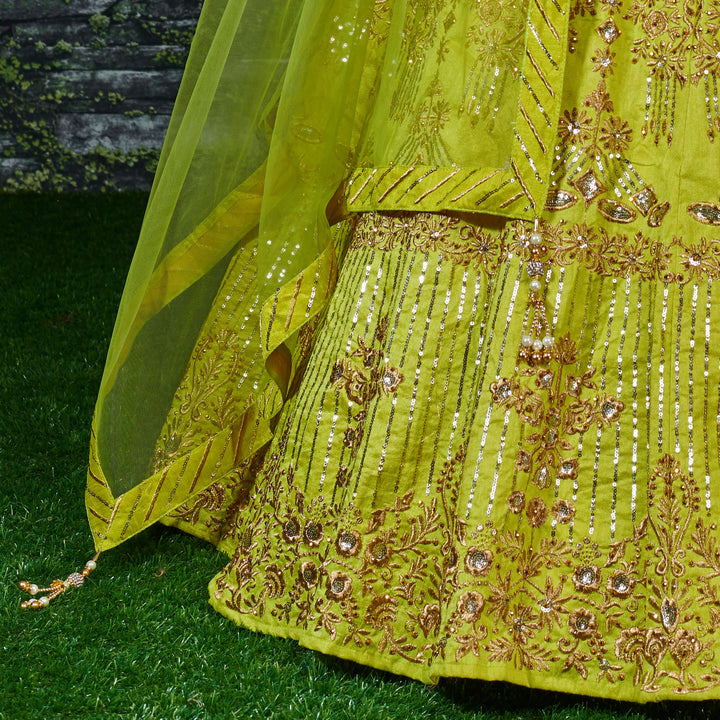 Neon Color Banglory Silk Stone with Zari and Sequins Embroiderey Lehenga Choli