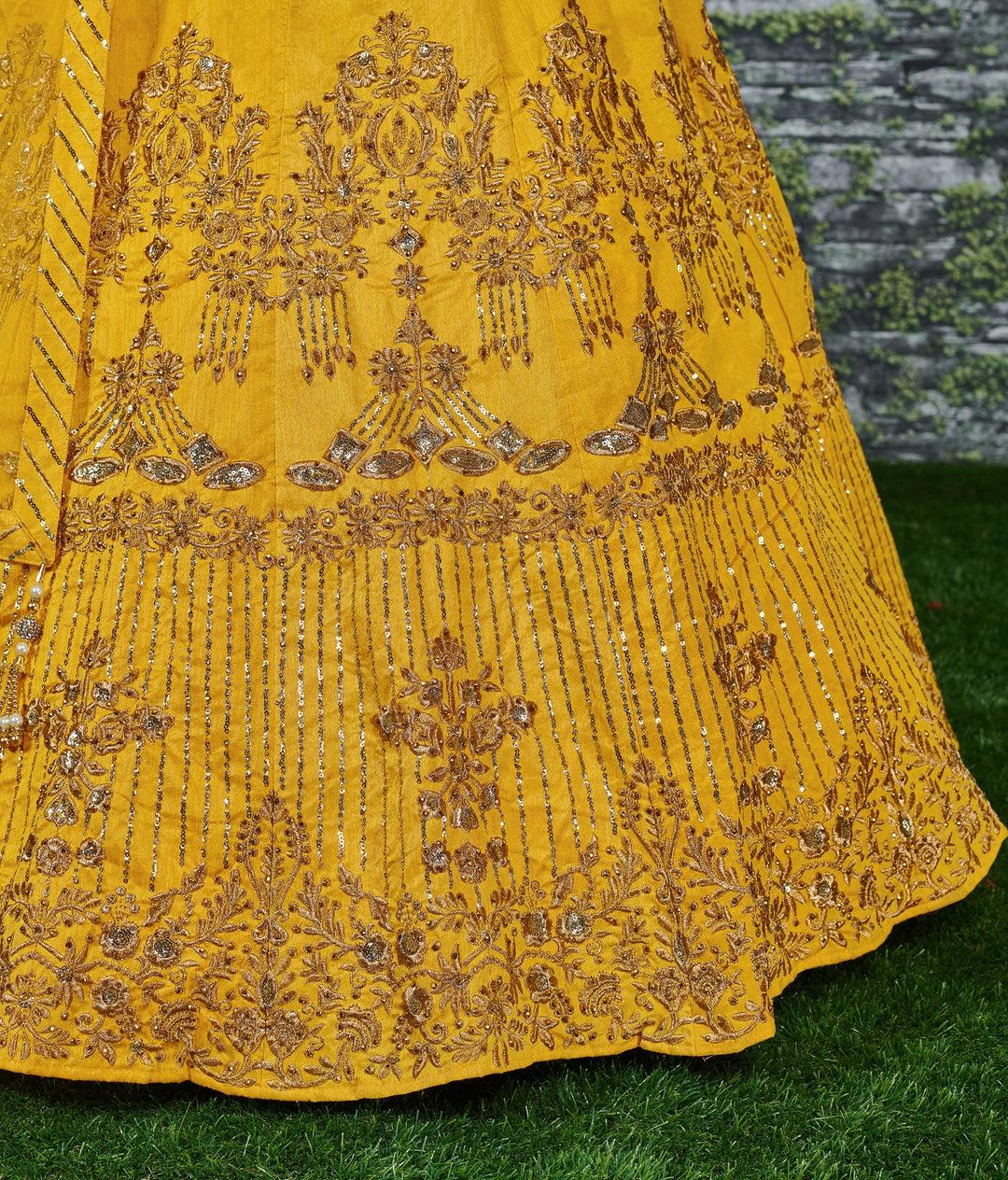 Yellow Color Banglory Silk Stone with Zari and Sequins Embroiderey Lehenga Choli