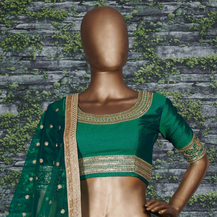 Green Color Art Silk Zari, Sequins and Dori Embroidery Lehenga Choli