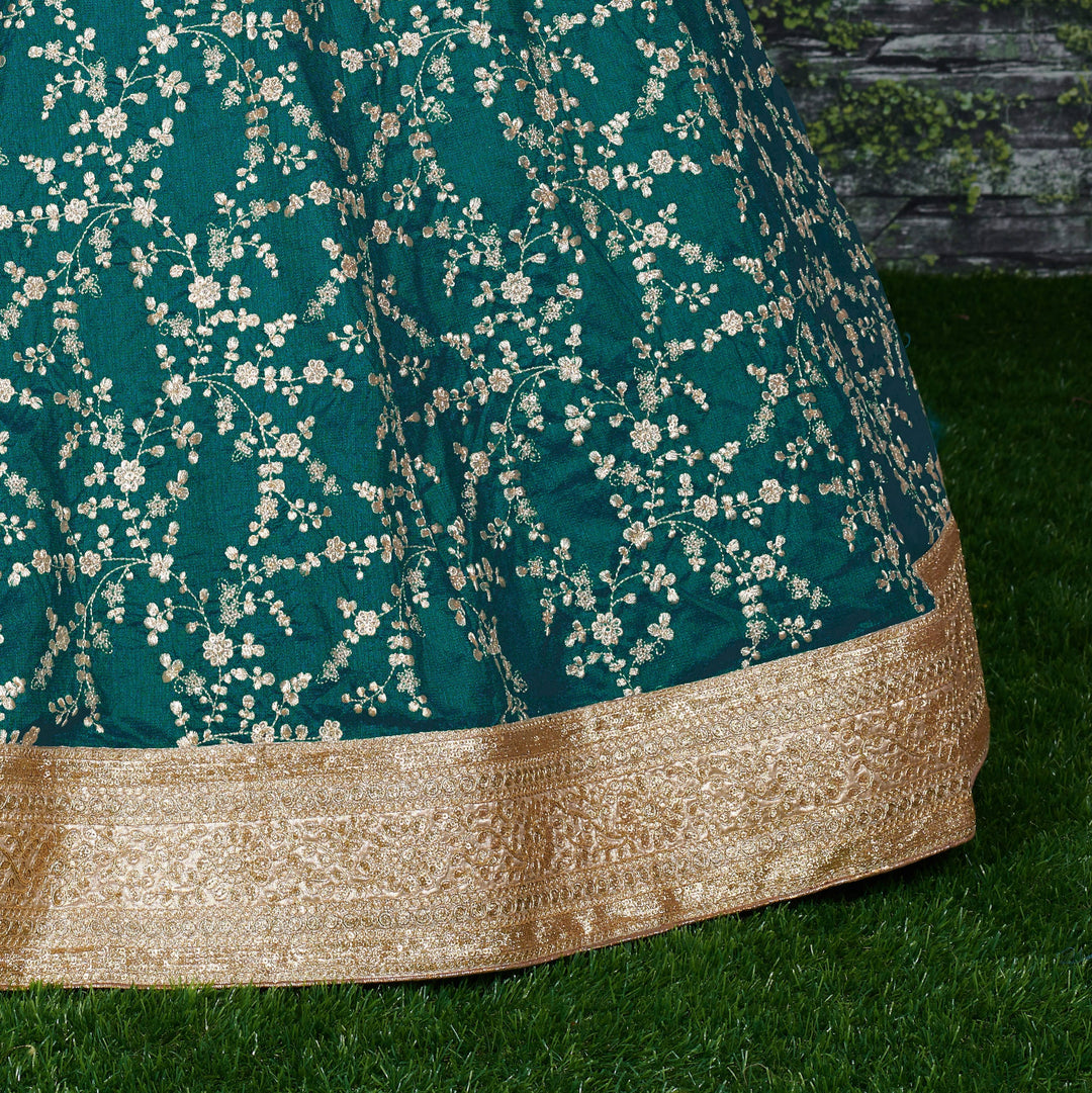 Green Color Art Silk Zari, Sequins and Dori Embroidery Lehenga Choli