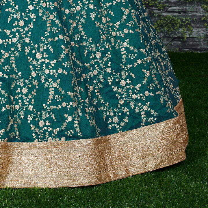 Green Color Art Silk Zari, Sequins and Dori Embroidery Lehenga Choli