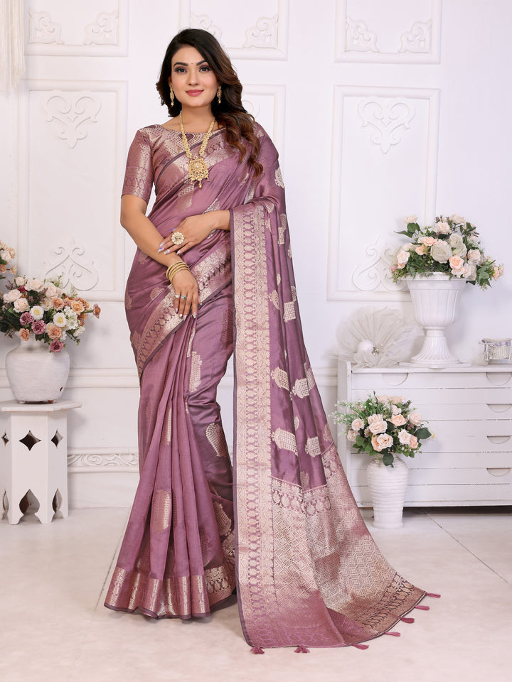 Brown Vanshika Soft Organza Silk Banarasi Saree With Unique Butta With Unique Colours