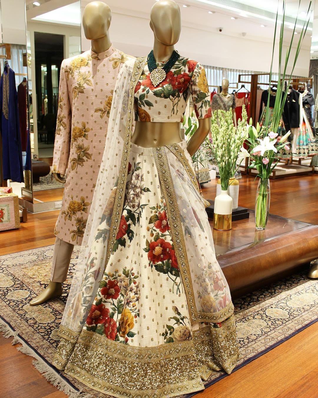 Cream Color Art Silk Sequins Embroidered Border and Pearl work Lehenga Choli
