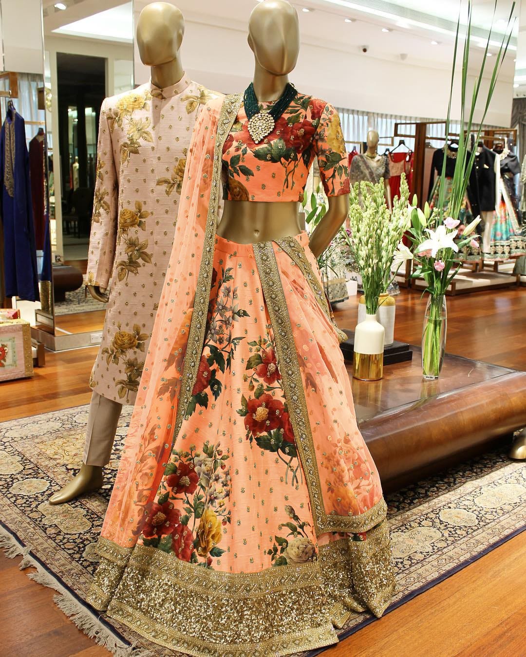 Peach Color Art Silk Sequins Embroidered Border and Pearl work Lehenga Choli