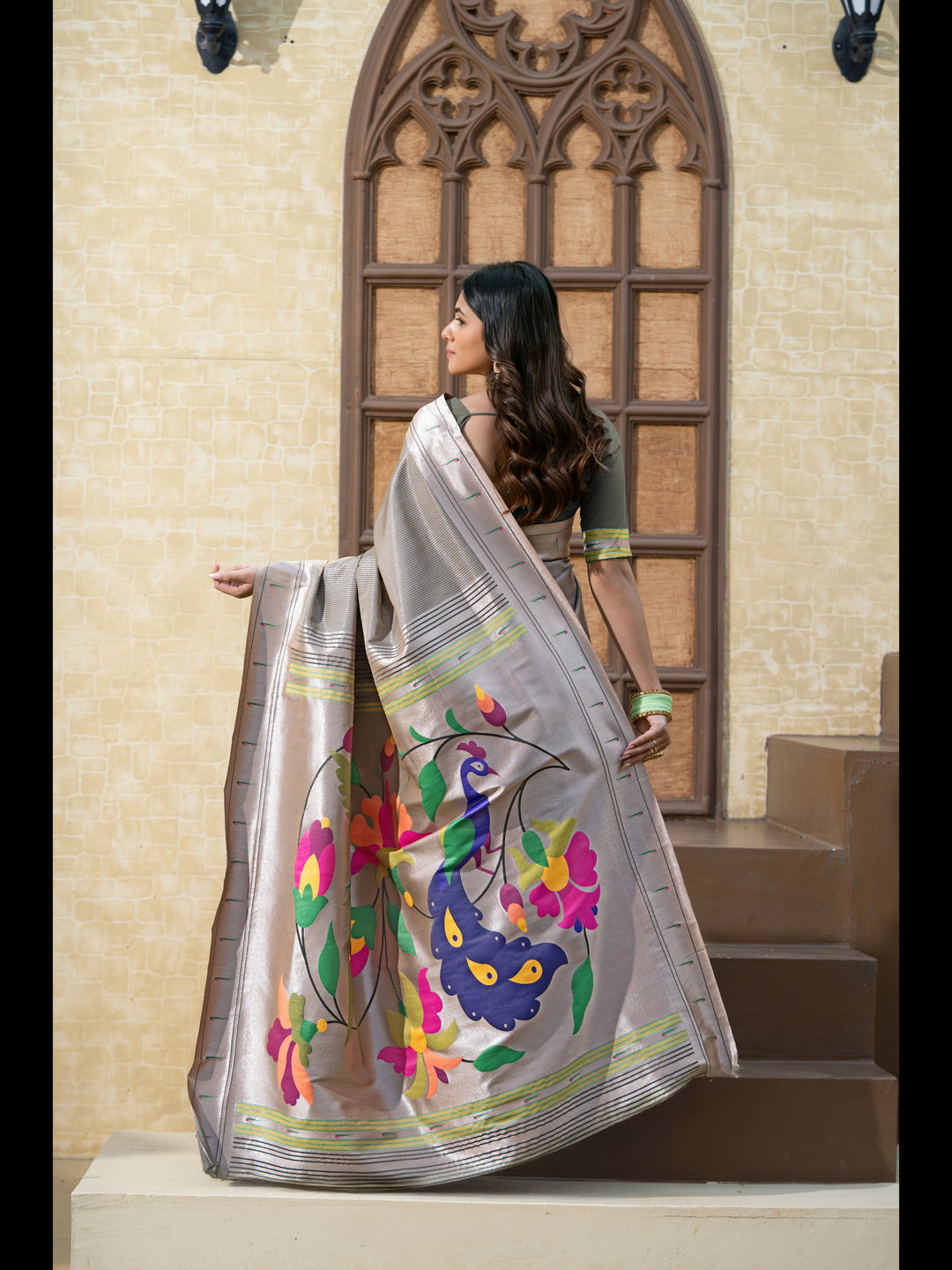 Gray Color Paithani Soft Blended Silk Saree with Zari Woven