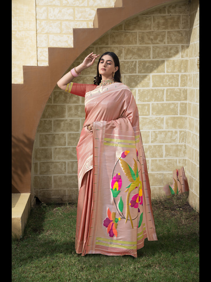 Maroon Color Paithani Soft Blended Silk Saree with Zari Woven