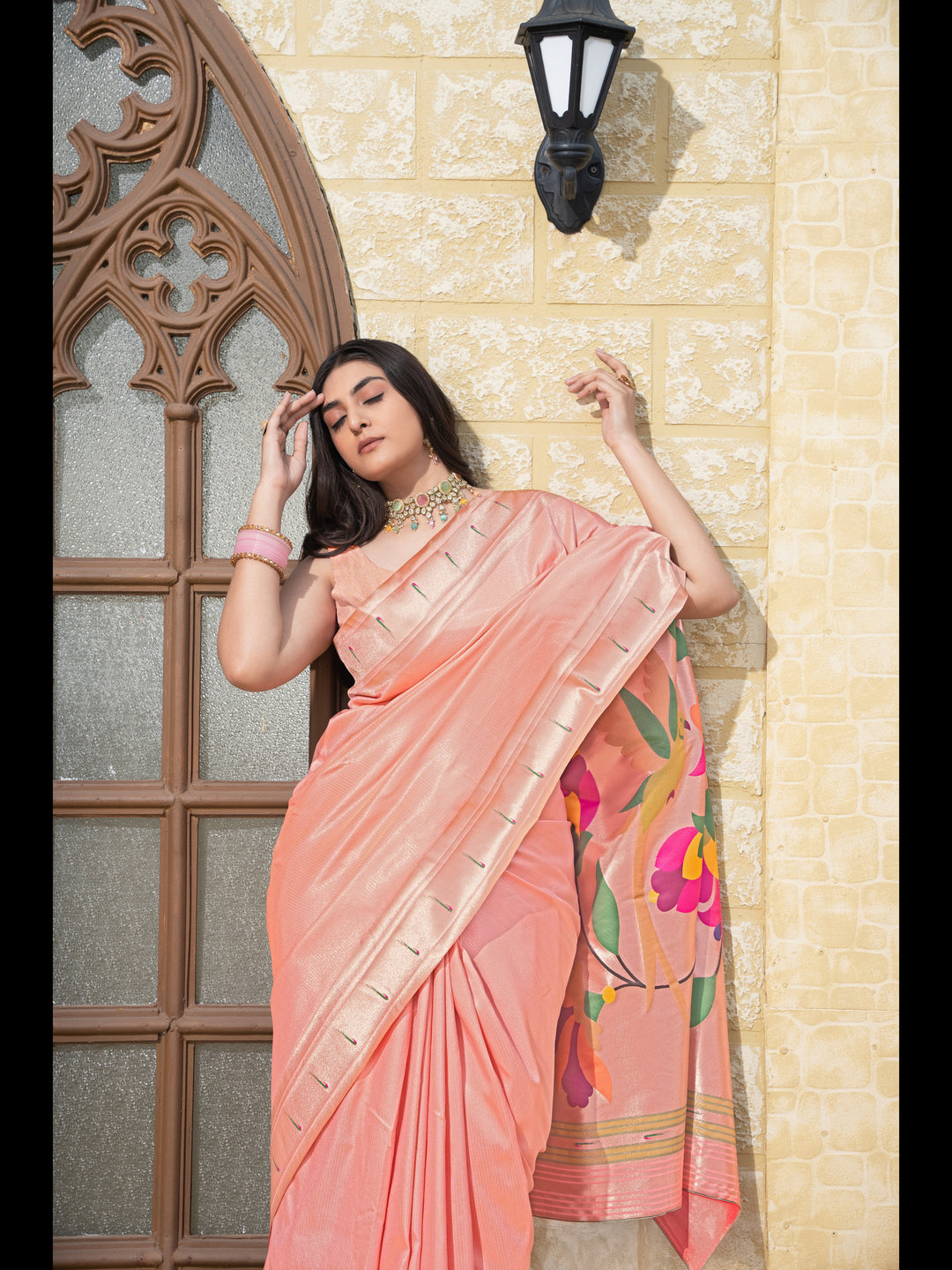 Peach Color Paithani Soft Blended Silk Saree with Zari Woven