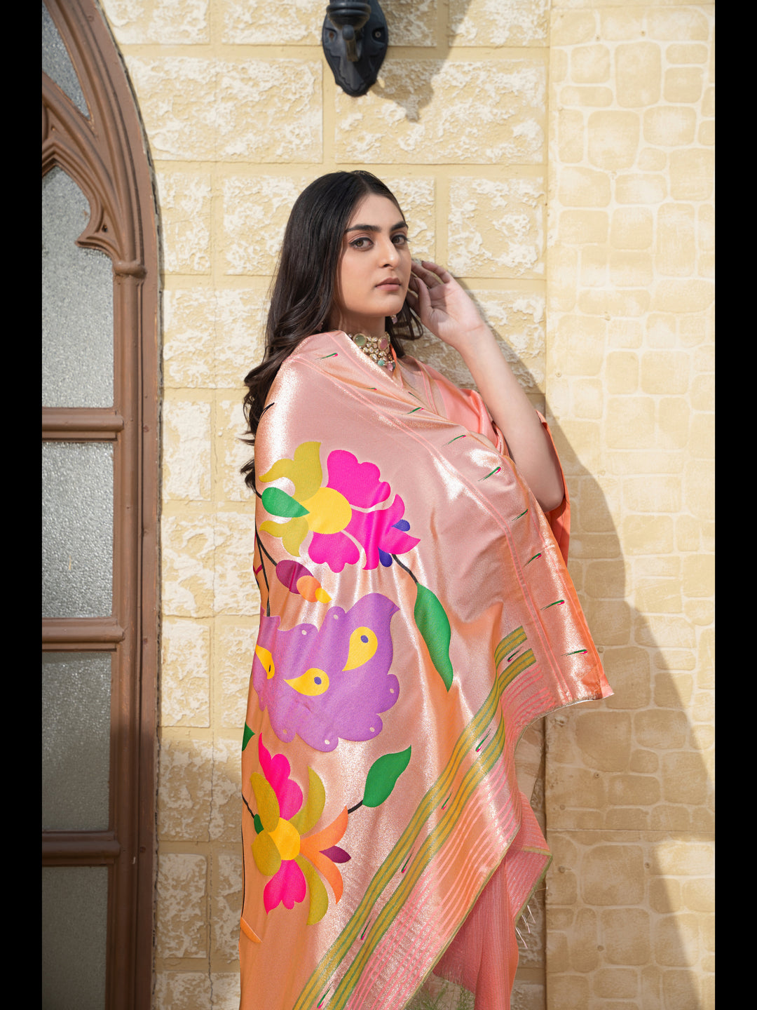 Peach Color Paithani Soft Blended Silk Saree with Zari Woven